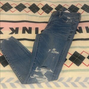 American Eagle Outfitters Distressed Blue Skinny Jeans